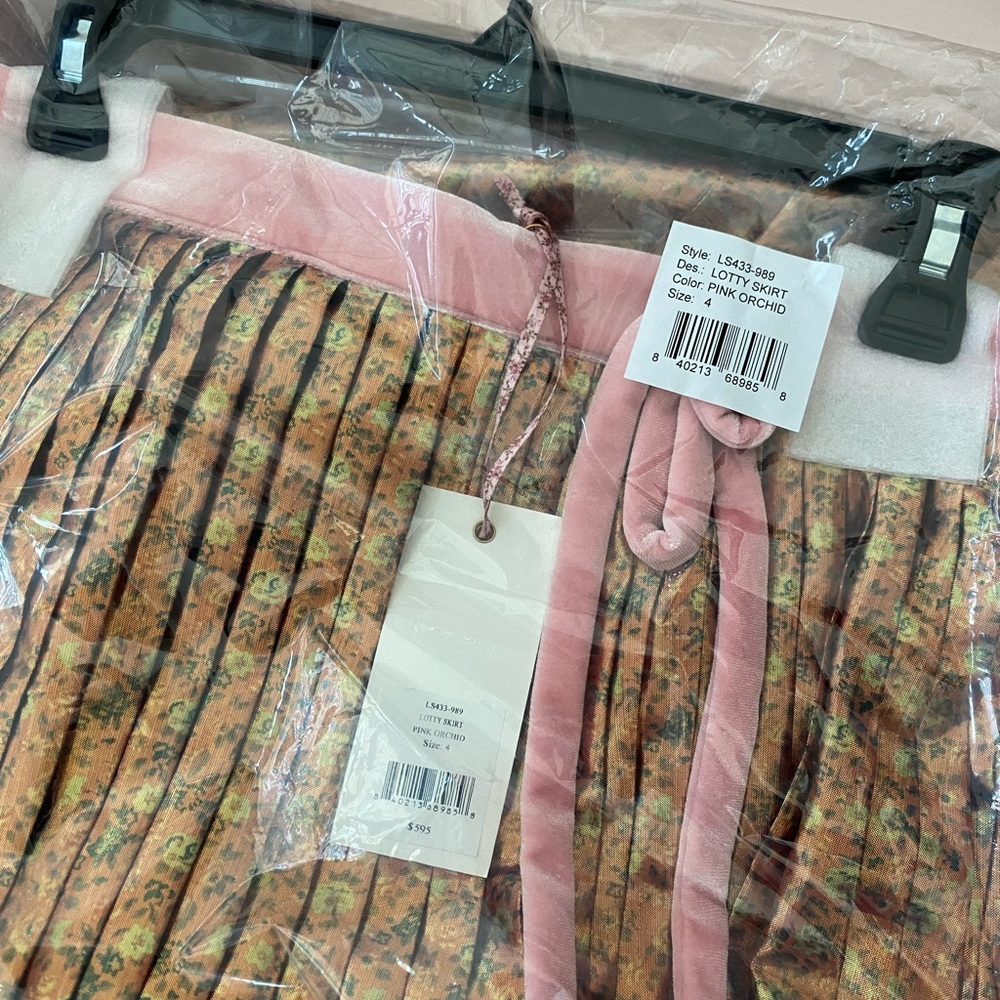 LoveShackFancy Lotty Midi Skirt Pink Orchid Size 4 - Picture 5 of 5